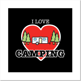 I Love Camping - Heart and Trailer Posters and Art